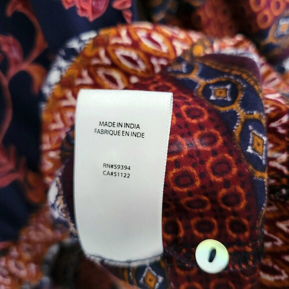 Beach Lunch Lounge Boho Floral Tunic Top 3/4 Bell Sleeve - Picture 13 of 13